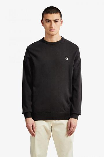Pánské Knitwear Fred Perry Classic Crew Neck Jumper Černé | CZ 1761VRWD